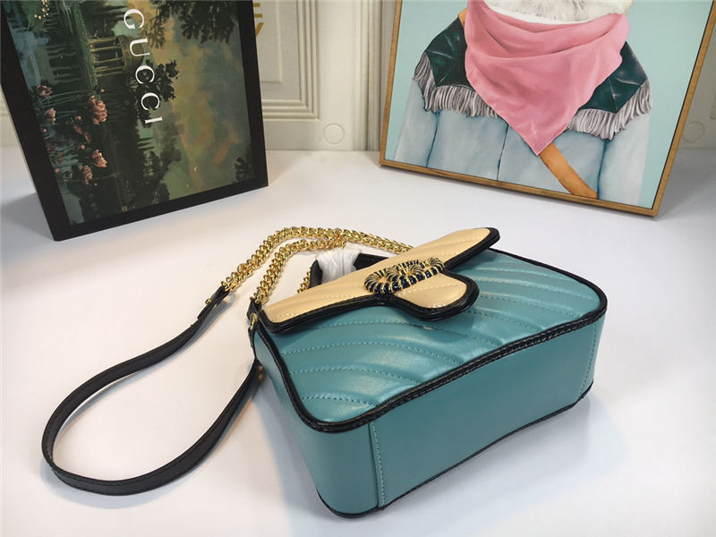 GG Marmont Mini Top Handle Bag Butter/Blue Mid