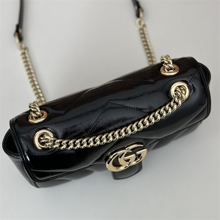 GG Marmont small matelassé shoulder bag Black Patent High