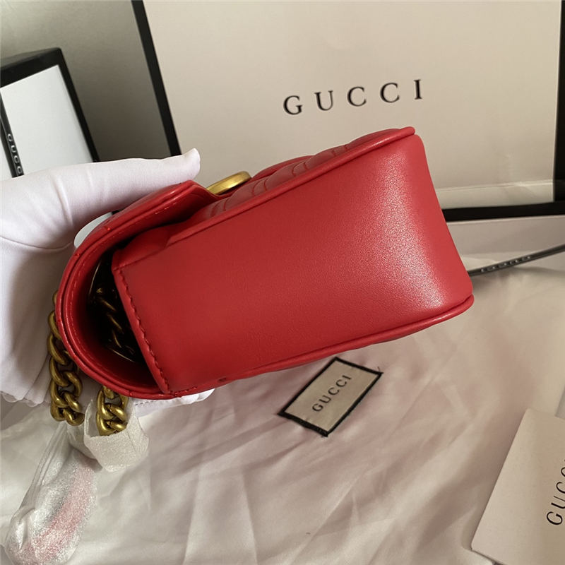 GG Marmont Small Shoulder Bag 443497 Red Mid