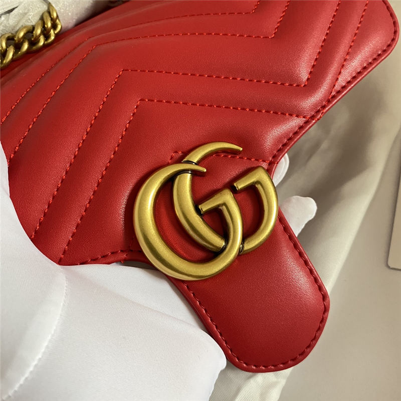 GG Marmont Small Shoulder Bag 443497 Red Mid