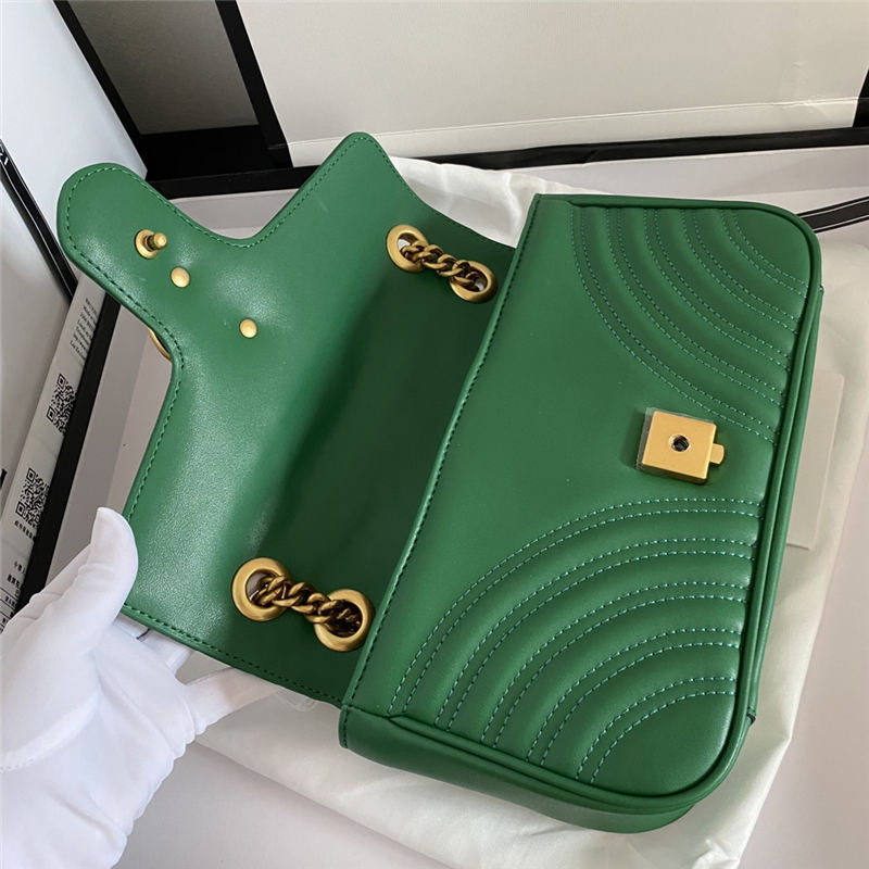 GG Marmont Small Shoulder Bag 443497 Green Mid