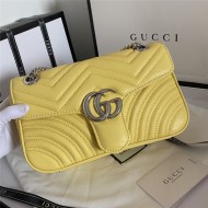 GG Marmont Small Shoulder Bag 443497 Yellow Silver-Metal Mid