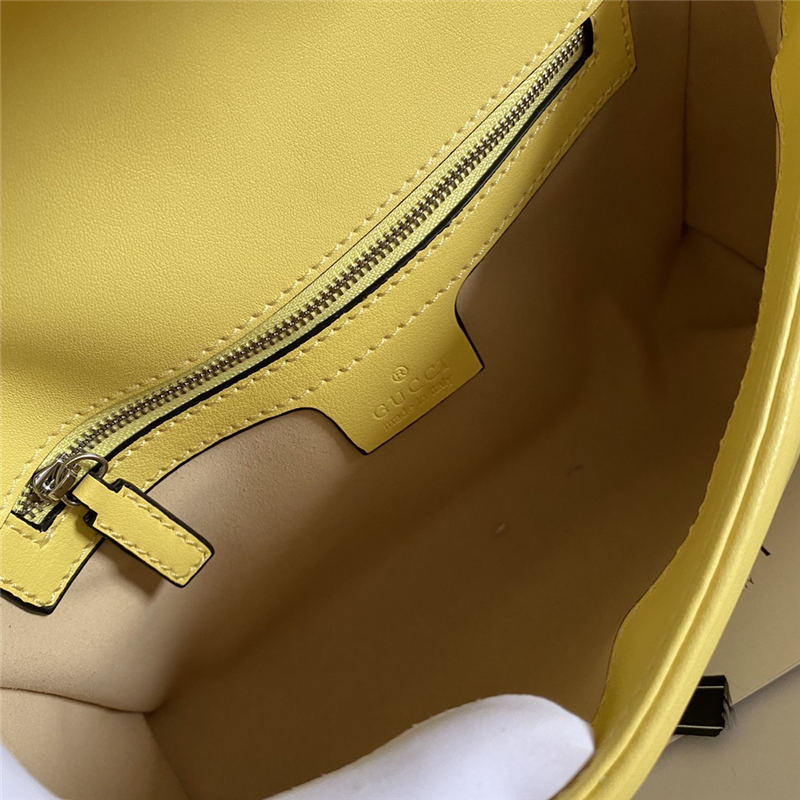 GG Marmont Small Shoulder Bag 443497 Yellow Silver-Metal Mid