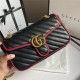 GG Marmont Small Shoulder Bag Black/Red Mid