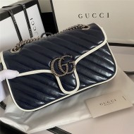 GG Marmont Small Shoulder Bag Shiny Navy Mid