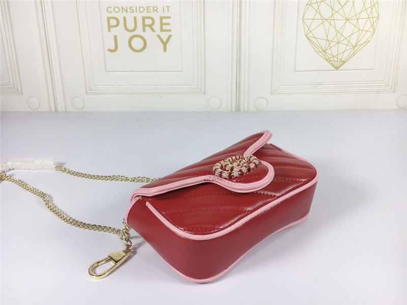 GG Marmont Super Mini Bag 476433 Red Mid