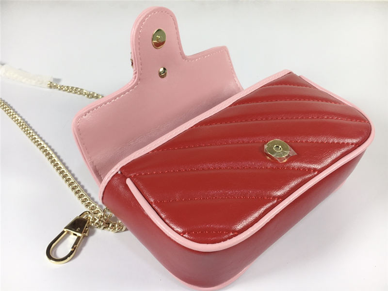 GG Marmont Super Mini Bag 476433 Red Mid