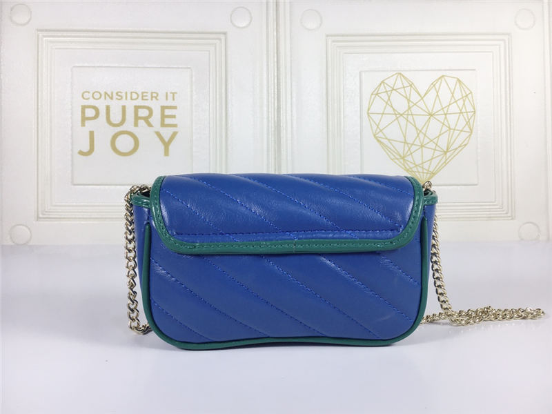 GG Marmont Super Mini Bag 476433 Blue Mid