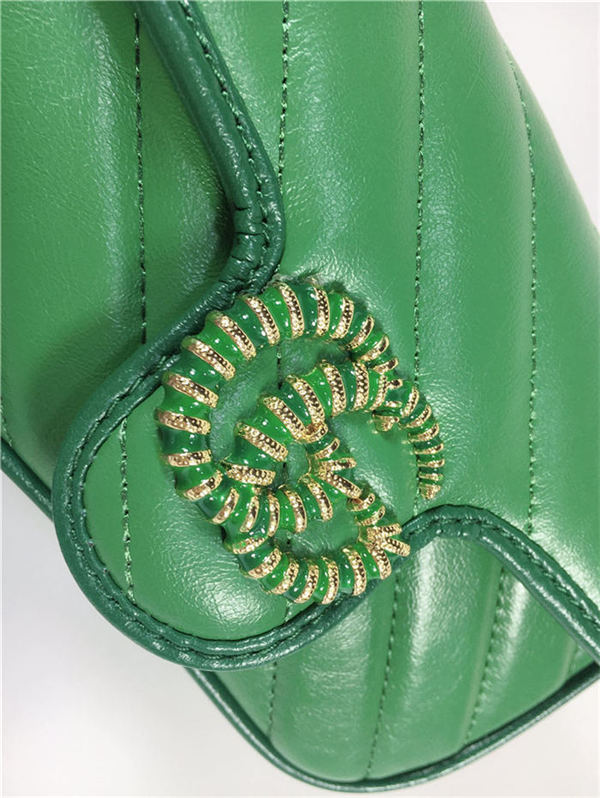 GG Marmont Super Mini Bag 476433 Green Mid