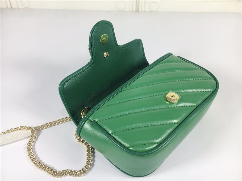 GG Marmont Super Mini Bag 476433 Green Mid