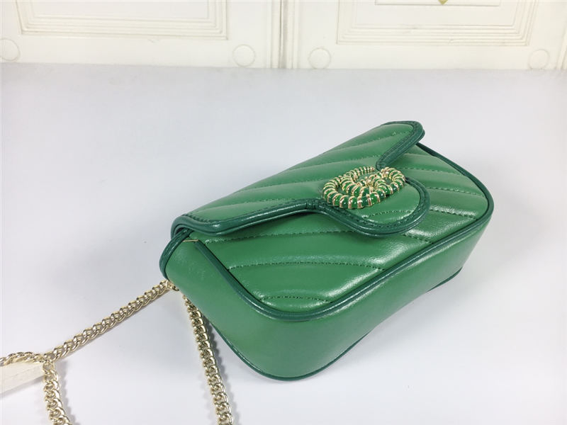 GG Marmont Super Mini Bag 476433 Green Mid