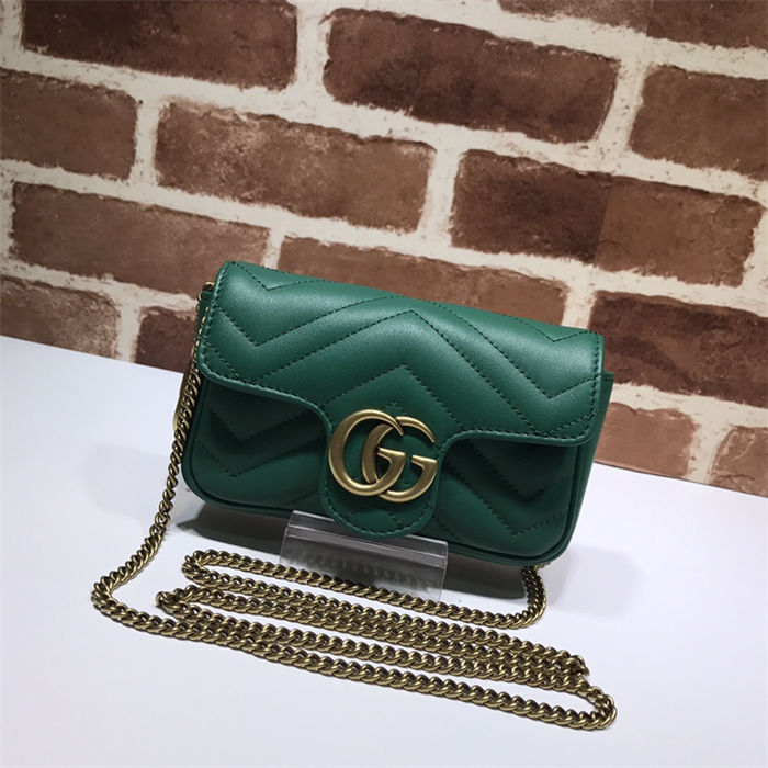 GG MARMONT MATELASSÉ SUPER MINI BAG 476433 Dark Green High