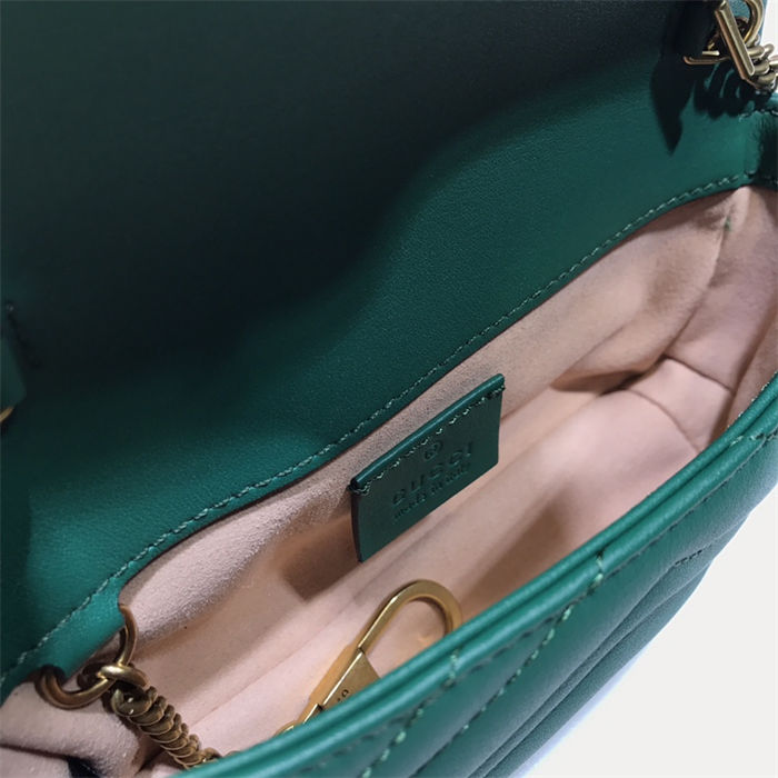 GG MARMONT MATELASSÉ SUPER MINI BAG 476433 Dark Green High