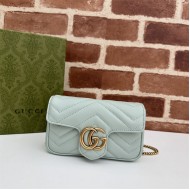 GG MARMONT MATELASSÉ SUPER MINI BAG 476433 Pale Green High