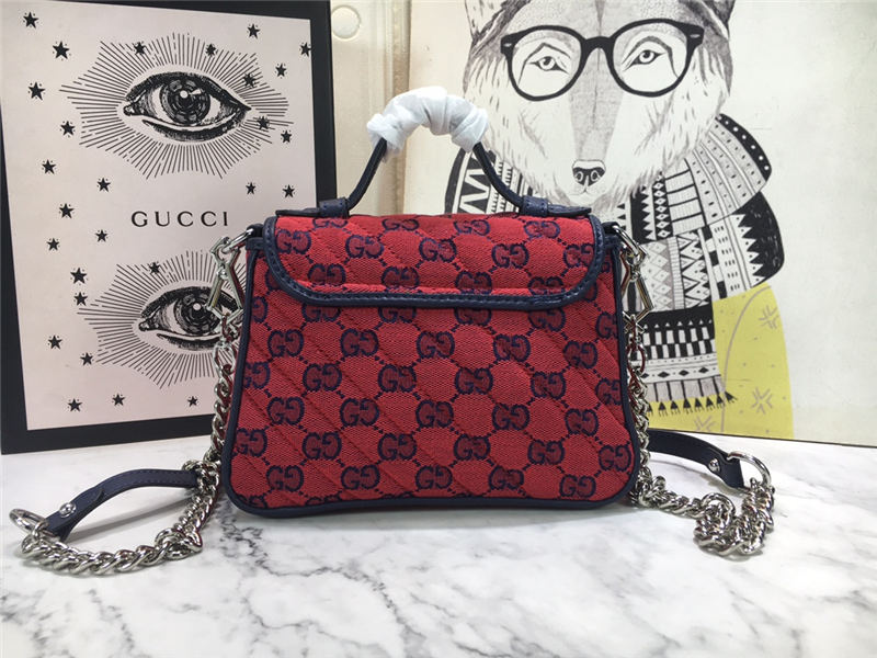 GG Marmont Multicolor Mini Top Handle Bag Red Mid