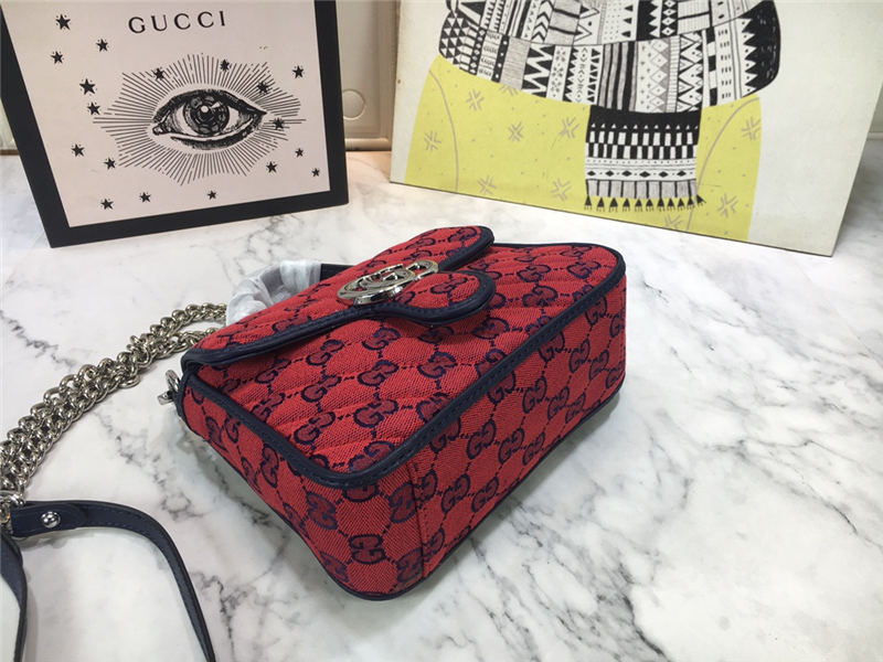 GG Marmont Multicolor Mini Top Handle Bag Red Mid