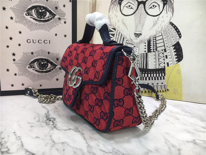 GG Marmont Multicolor Mini Top Handle Bag Red Mid