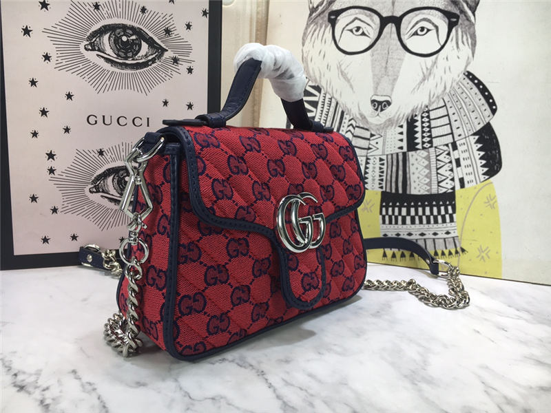 GG Marmont Multicolor Mini Top Handle Bag Red Mid