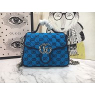 GG Marmont Multicolor Mini Top Handle Bag Blue Mid