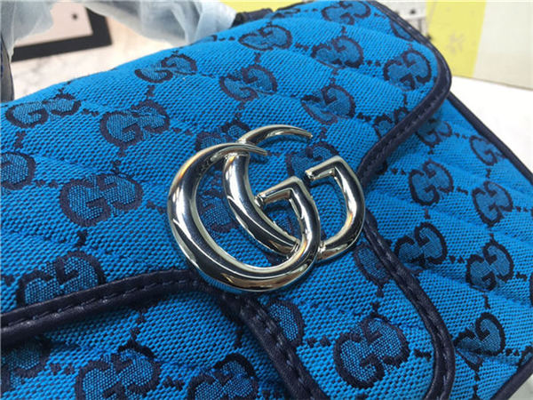 GG Marmont Multicolor Mini Top Handle Bag Blue Mid