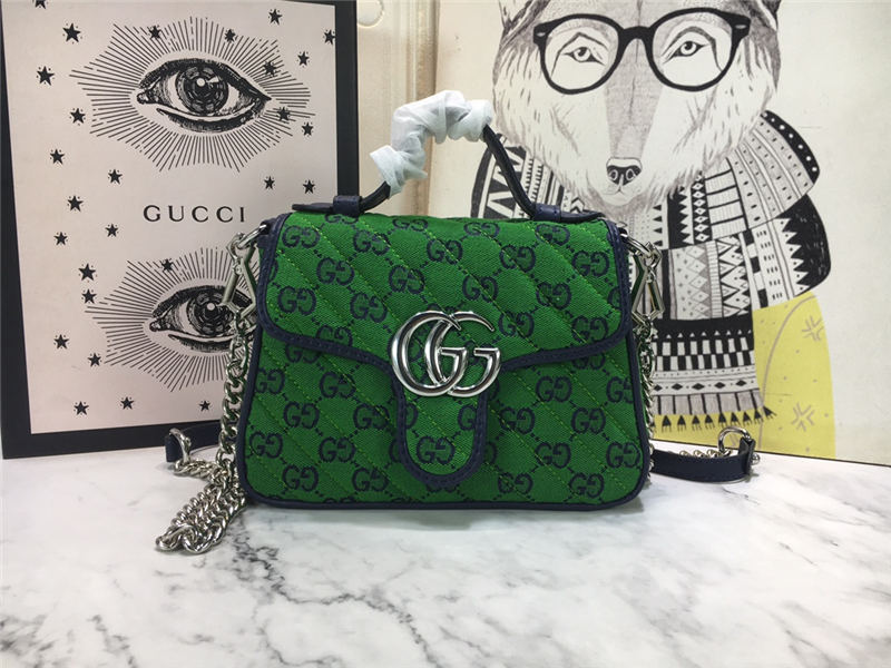 GG Marmont Multicolor Mini Top Handle Bag Green Mid