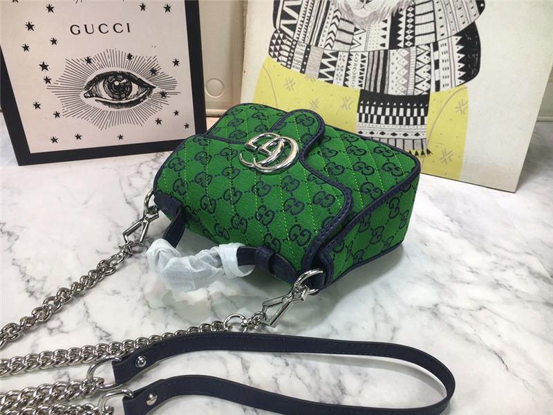 GG Marmont Multicolor Mini Top Handle Bag Green Mid