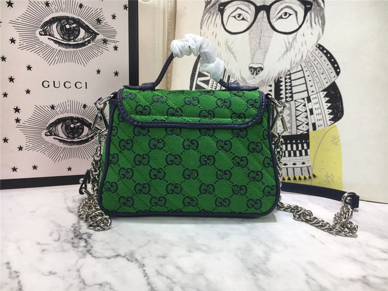 GG Marmont Multicolor Mini Top Handle Bag Green Mid