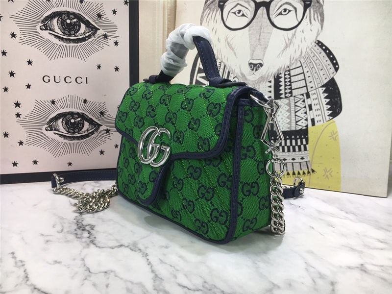 GG Marmont Multicolor Mini Top Handle Bag Green Mid