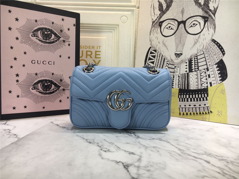 GG Marmont Mini Shoulder Bag Blue Mid