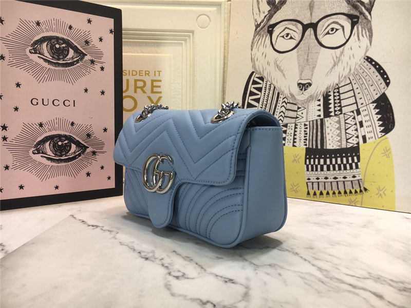 GG Marmont Mini Shoulder Bag Blue Mid