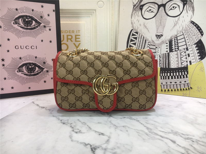 GG Marmont Mini Shoulder Original GG canvas Bag Red Mid