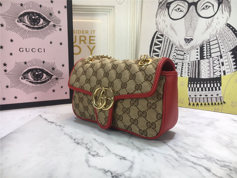 GG Marmont Mini Shoulder Original GG canvas Bag Red Mid