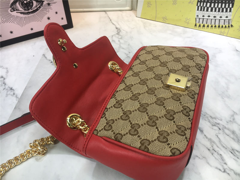 GG Marmont Mini Shoulder Original GG canvas Bag Red Mid