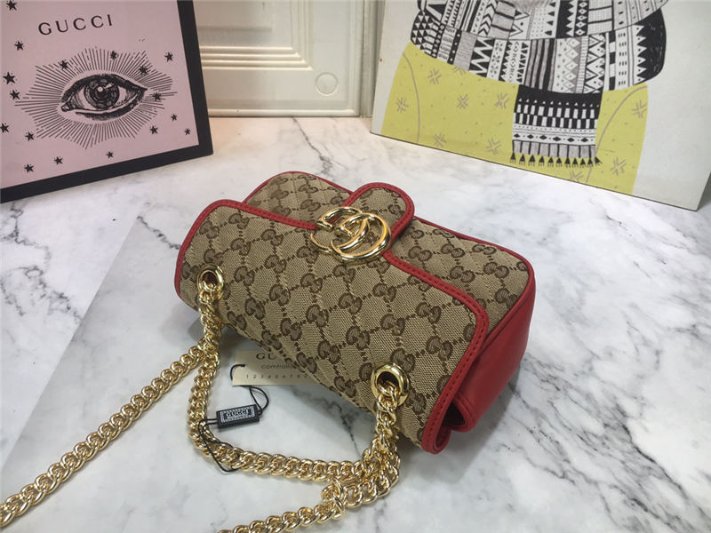 GG Marmont Mini Shoulder Original GG canvas Bag Red Mid