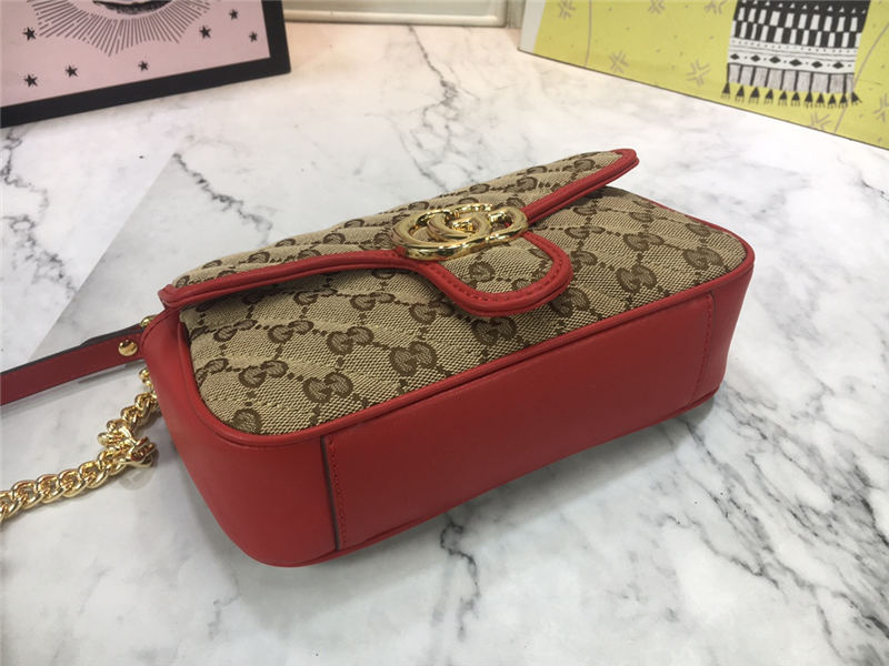 GG Marmont Mini Shoulder Original GG canvas Bag Red Mid