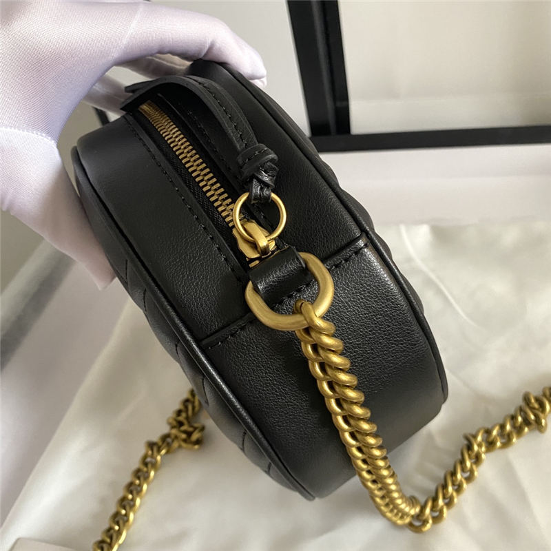 GG Marmont Mini round Shoulder Bag Black Mid