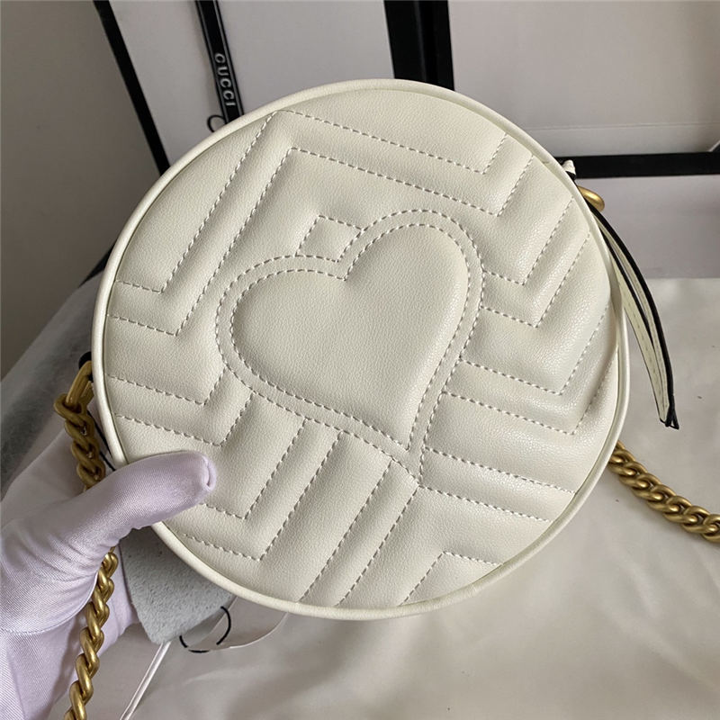 GG Marmont Mini round Shoulder Bag White Mid