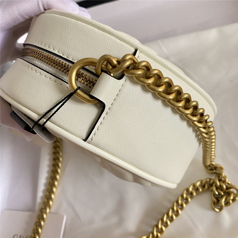 GG Marmont Mini round Shoulder Bag White Mid