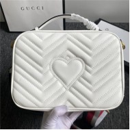 GG Marmont Small Shoulder Bag With Sylvie Strap 498100 White Mid