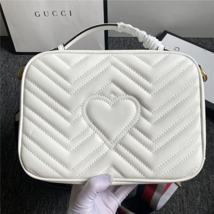 GG Marmont Small Shoulder Bag With Sylvie Strap 498100 White Mid