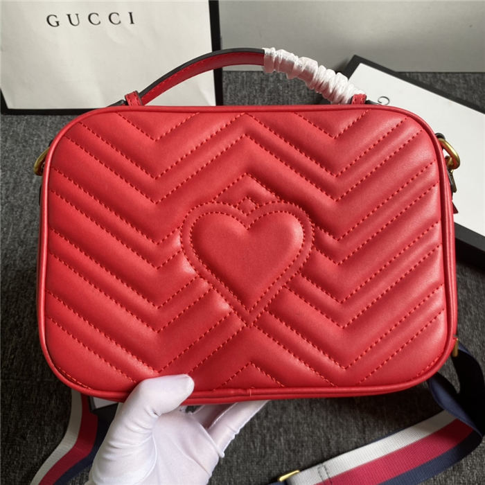 GG Marmont Small Shoulder Bag With Sylvie Strap 498100 Red Mid