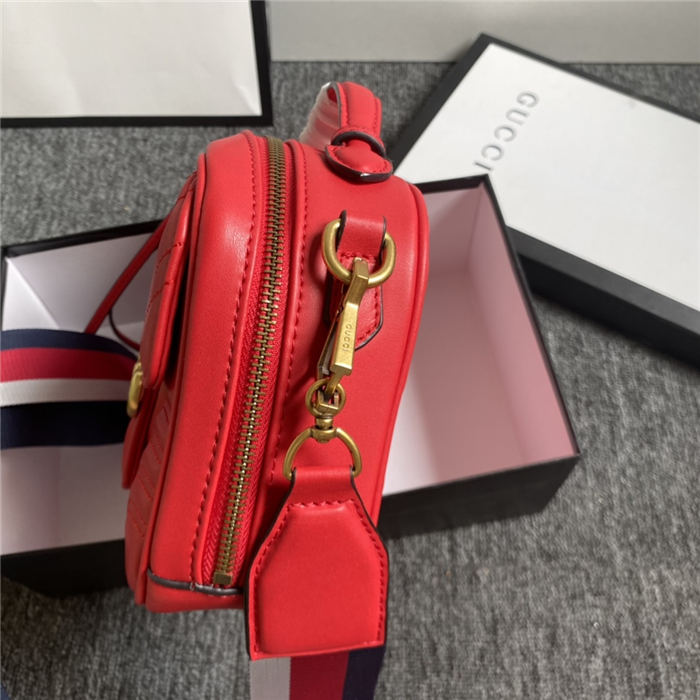 GG Marmont Small Shoulder Bag With Sylvie Strap 498100 Red Mid