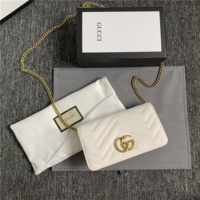 GG Marmont Mini Chain Bag White Mid