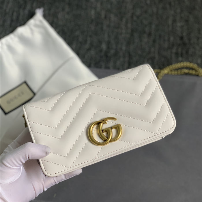 GG Marmont Mini Chain Bag White Mid