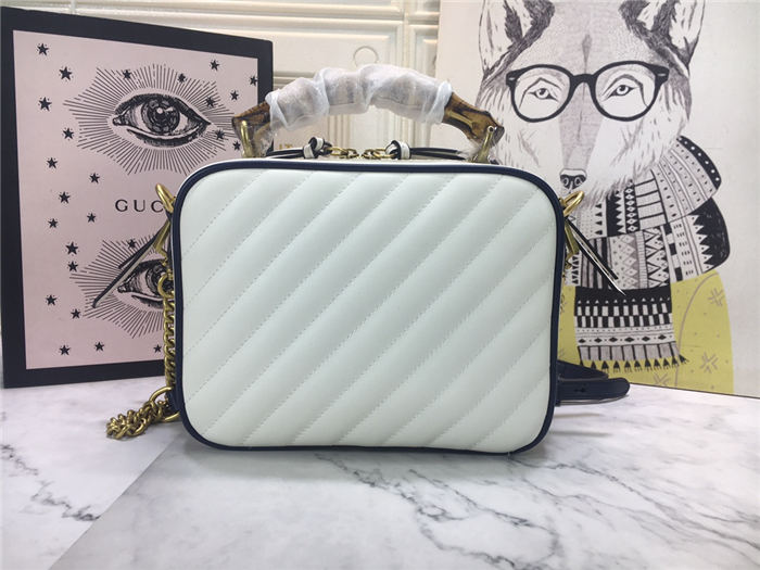 GG Marmont Small Shoulder Bag with Bamboo White Mid