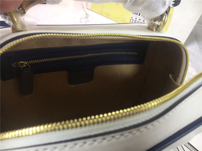 GG Marmont Small Shoulder Bag with Bamboo White Mid