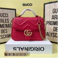 GG Marmont Small Top Handle bag 498110 Red Mid