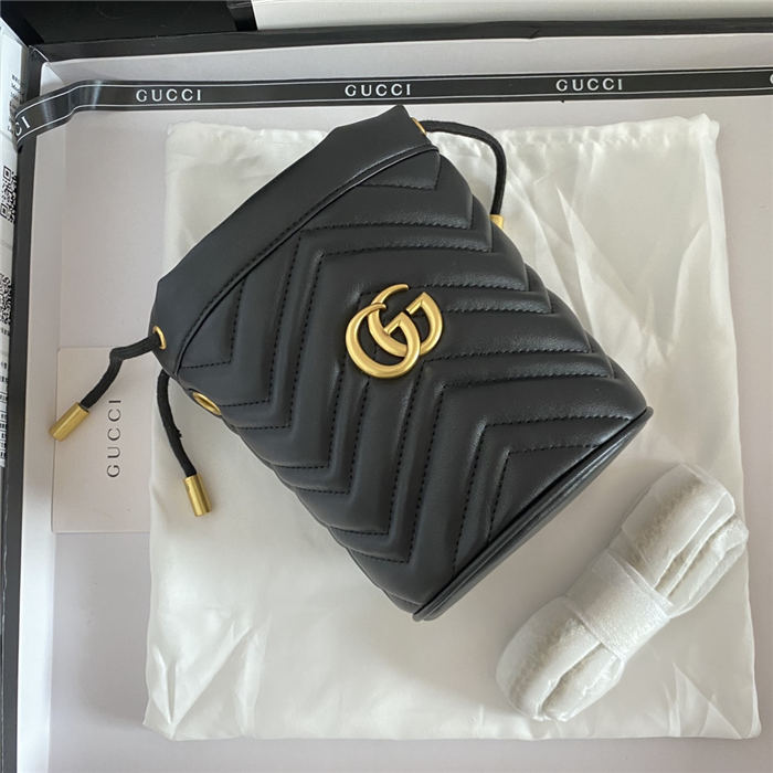 GG Marmont Mini Bucket Bag Black Mid