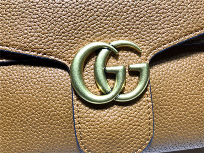 GG Marmont Medium Shoulder Bag Calfskin Caramel Mid