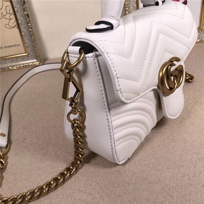 GG Marmont Mini Top Handle Bag White Mid